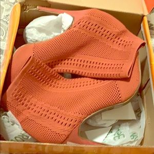 Knit peep toe ankle boot